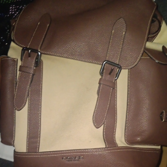 Coach Brown and Cream Men's Backpack - Picture 1 of 3